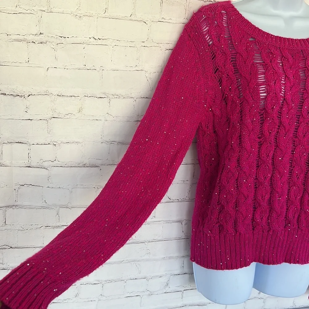 Aeropostal cable knit sequins pullover sweater